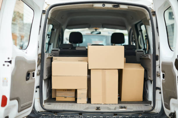 Compact car with parcels ready for dispatch